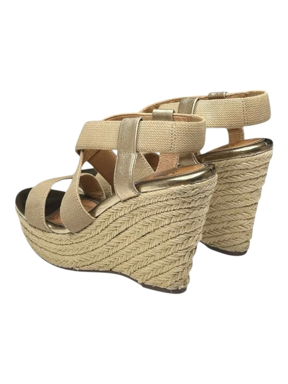 Sofft  Perla Wedge Slingbacks Espadrilles Sandals  Truffle Metallic Gold  6.5